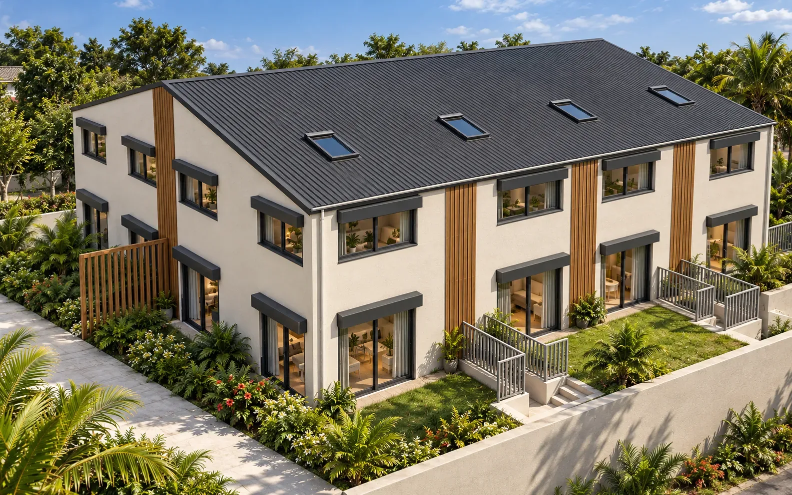 Perspective du projet Chic & Gold à Friar's Bay, façade et toiture